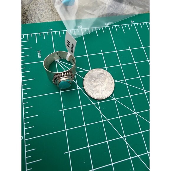 Artisan Sterling Silver Number 8 Turquoise Ring 10 Wide Cigar Band Southwest Nwt - Picture 7 of 9